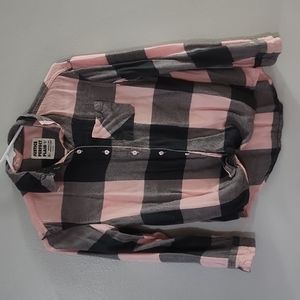 Soft Pink & Black Plaid Shirt